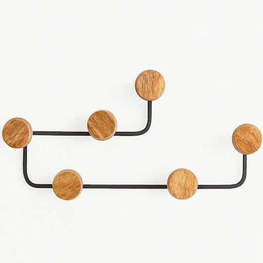 Wallity Wall Hanger Wooden 6 Hooks White 55x30x5cm