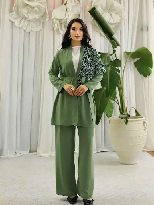 Women's Khaki Set with High Rise Trousers with Rubber Band
