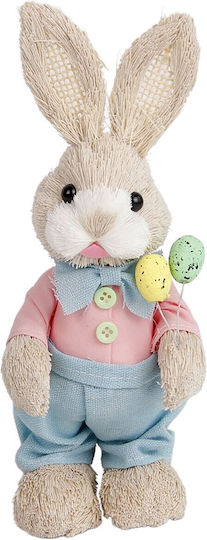 Standing Wicker Pink Rabbit Shirt & Bow Tie Holding Eggs 23x8x8cm Bunnys 932301
