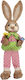 Standing Wicker Pink Polka Dot Rabbit Wearing T...