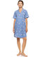 Pink Label Sommerliches Damen-Nachthemd Blau