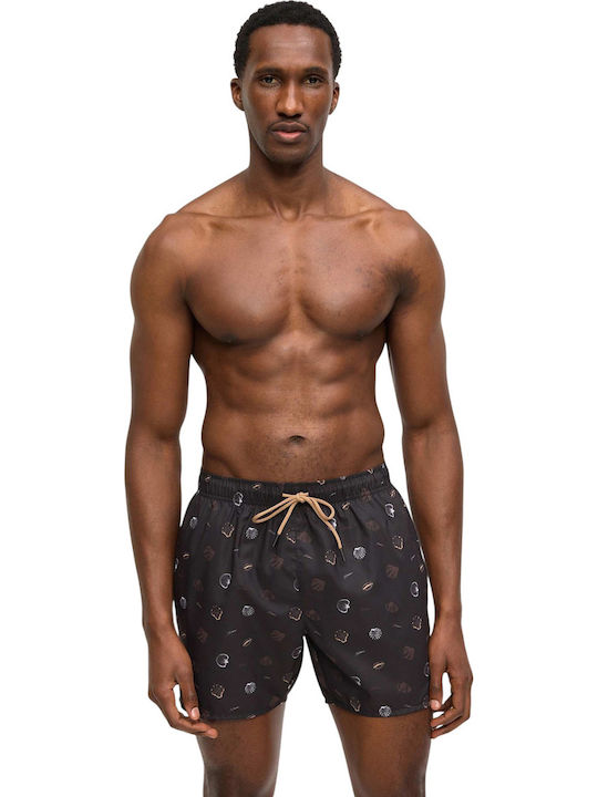 Boss Men's Swimwear Shorts Black with Patterns