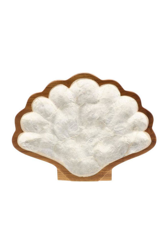 Atmosphera Decorative Wooden Ecru Platter 26x20cm