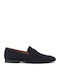 Leather Men's Moccasins In Blue Color