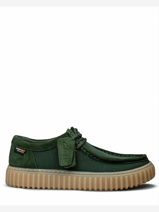 Clarks Torhill Lo Leather Men's Casual Green Shoes
