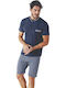 Enrico Coveri Sommer Herrenpyjama Bluse in Marineblau