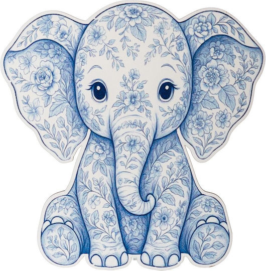 Elephant Printed K1026 22cm Sky Blue