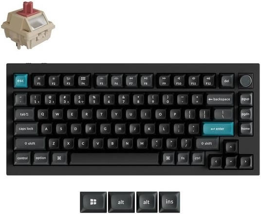 Keychron Q1 Ultra 8K Q1U-M1 Wireless Gaming Mechanical Keyboard 75% with Keychron Silk POM Red Switches and RGB Lighting (English US)