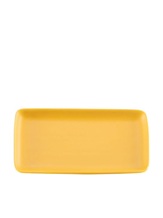 Zafferano Shallow Rectangular Porcelain Yellow Plate 12.5x23cm 2 Pieces