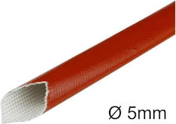 Heat Resistant Glass Wool Sleeve 105°C PVC Coating Ø5mm Red 1 Meter