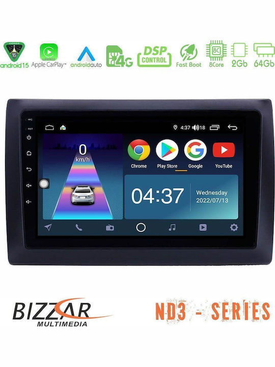 Bizzar Car Audio System for Fiat Stilo 2001-2008 Bluetooth USB Wi-Fi GPS Apple CarPlay Android Auto with 9 Inch Touch Screen