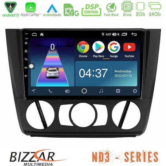 Bizzar Auto-Audiosystem für BMW E81 / E82 / E87 2004-2012 mit A/C Bluetooth USB Eingebautes Wi-Fi GPS Apple CarPlay Android Auto mit 9 Zoll Touchscreen