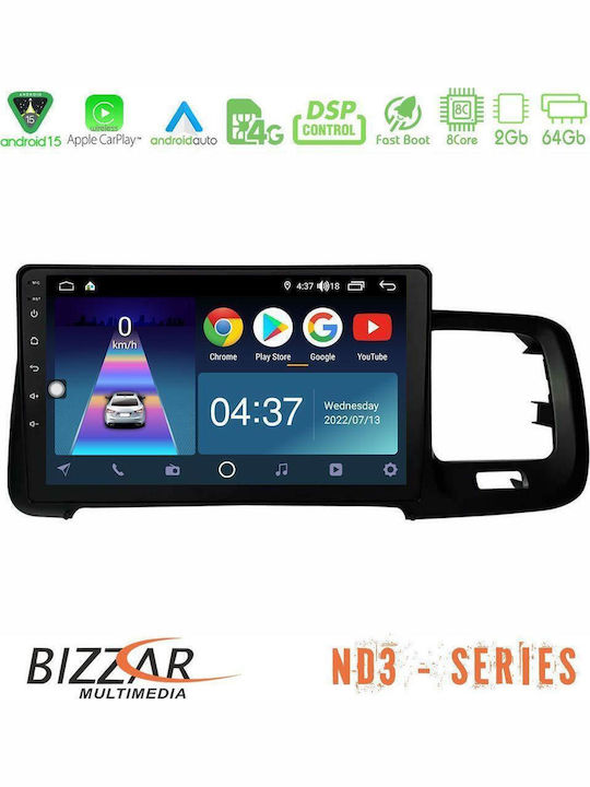 Bizzar Car Audio System for Volvo S60 2010-2018 Bluetooth USB WiFi GPS Apple CarPlay Android Auto with 9" Touch Screen