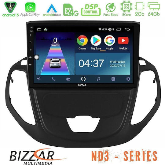 Bizzar Ηχοσύστημα Αυτοκινήτου για Ford Courier 2015-2023 (Bluetooth/USB/WiFi/GPS/Apple-Carplay/Android-Auto) με Οθόνη Αφής 9"