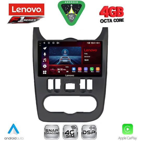 Lenovo Ηχοσύστημα Αυτοκινήτου για Renault Logan Dacia Duster / Logan / Sandero 2006-2012 (Bluetooth/USB/WiFi/GPS/Apple-Carplay/Android-Auto) με Οθόνη Αφής 9"