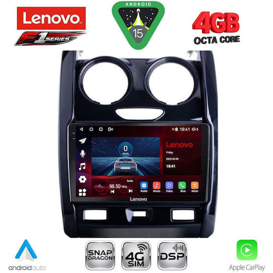 Lenovo Car Audio System for Dacia Duster 2012-2019 (Bluetooth/USB/WiFi/GPS/Apple CarPlay/Android Auto) with 9" Touch Screen