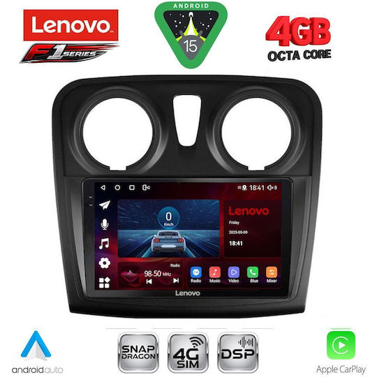 Lenovo Ηχοσύστημα Αυτοκινήτου για Dacia Logan / Sandero 2012-2019 (Bluetooth/USB/WiFi/GPS/Apple-Carplay/Android-Auto) με Οθόνη Αφής 9"