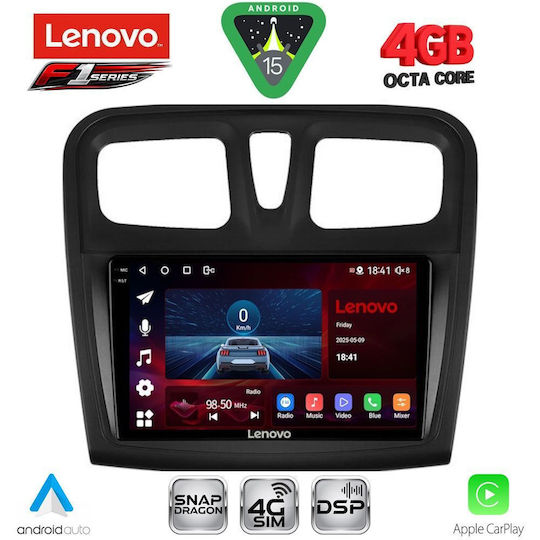 Lenovo Ηχοσύστημα Αυτοκινήτου για Dacia Logan / Sandero 2012-2019 (Bluetooth/USB/WiFi/GPS/Apple-Carplay/Android-Auto) με Οθόνη Αφής 9"