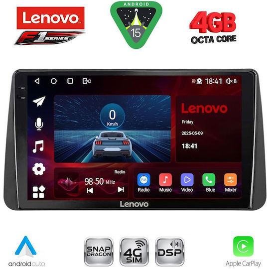 Lenovo Car Audio System for Fiat Tipo 2018-2023 (Bluetooth/USB/WiFi/GPS/Apple CarPlay/Android Auto) with 9" Touch Screen
