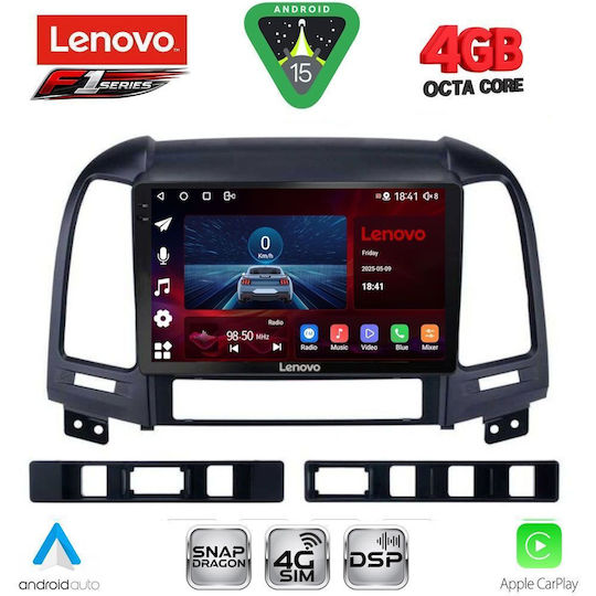 Lenovo Ηχοσύστημα Αυτοκινήτου για Hyundai Santa Fe 2005-2013 (Bluetooth/USB/WiFi/GPS/Apple-Carplay/Android-Auto) με Οθόνη Αφής 9"