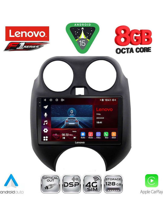 Lenovo Car Audio System for Nissan Micra 2010-2014 Bluetooth USB WiFi GPS Apple CarPlay Android Auto with 9" Touch Screen