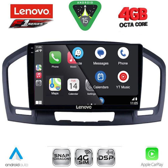 Lenovo Ηχοσύστημα Αυτοκινήτου για Opel Insignia 2008-2013 (Bluetooth/USB/WiFi/GPS/Apple-Carplay/Android-Auto) με Οθόνη Αφής 9"