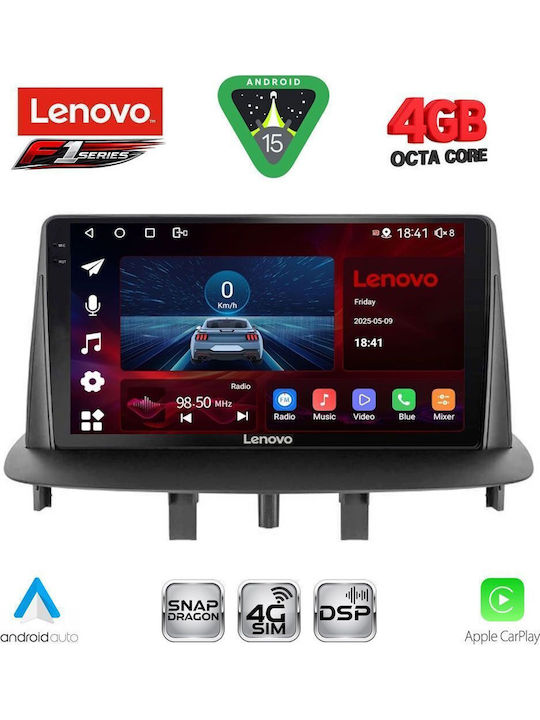 Lenovo Car Audio System for Renault Megane 2009-2016 Bluetooth USB WiFi GPS Apple CarPlay Android Auto with 9" Touch Screen