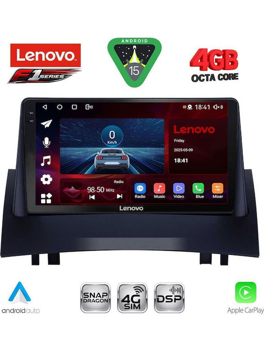 Lenovo Car Audio System for Renault Megane 2002-2008 Bluetooth USB WiFi GPS Apple CarPlay Android Auto with 9" Touch Screen