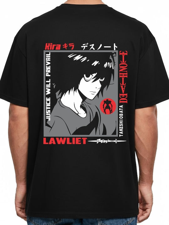 Овърсайз тениска Death Note Kira L минималистич...