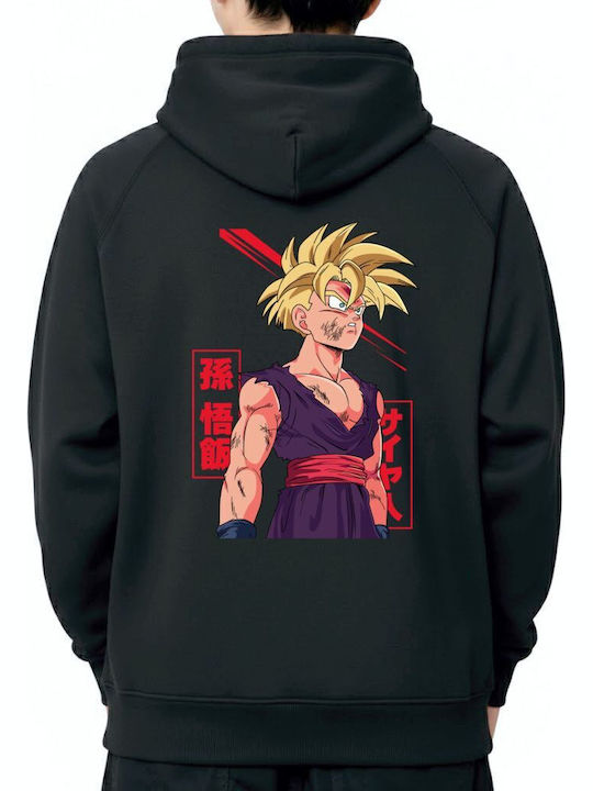 Блуза С Качулка Zip Super Saiyan 2 Gohan Battle Damaged Pop Culture Черна