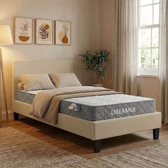 Pat Single cu Saltea 90x190cm Bej-negru Pat Single cu Saltea 90x190cm Bej-negru