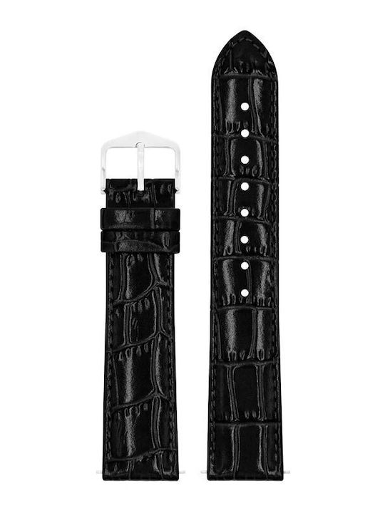 Hirsch Louisianalook Alligator Lederriemen Schwarz 20mm