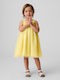 Girls Dress Sleeveless Tulle Floral Spring Yellow