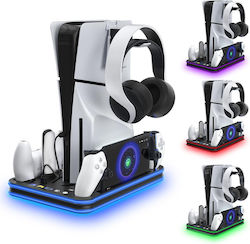 Bază De Încărcare Ps5 Ps5 Slim & Ps Portal Răcire Rgb Jys-p5225 Neagră