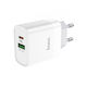 Hoco Hoco Kabelloser Handyladegerät mit USB-A und USB-C Ausgangsanschlüsse 20W Stromlieferung / Schnellladetechnologie 3.0 Weiß (DC82)