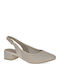 Leather Pointed Toe Heels with Low Heel Ecru