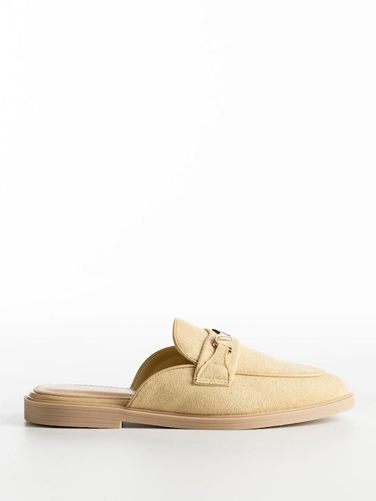 Bozikis Flat Suede Mules In Yellow Color A26-31...