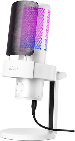 Fifine A9W Δυναμικό Μικρόφωνο USB Επιτραπέζιο σε Λευκό Χρώμα