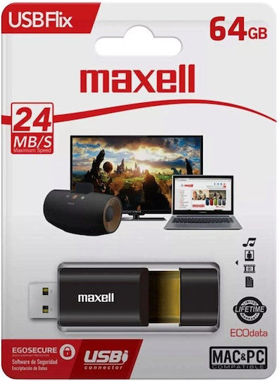64gb Usb Flash Drive Maxell Flix Usb 3.0 Black