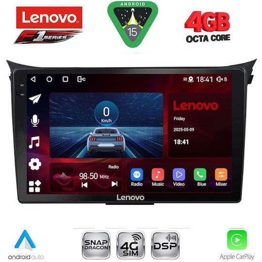 Lenovo Ηχοσύστημα Αυτοκινήτου για Hyundai i30 2012-2017 (Bluetooth/USB/WiFi/GPS/Apple-Carplay/Android-Auto) με Οθόνη Αφής 9"