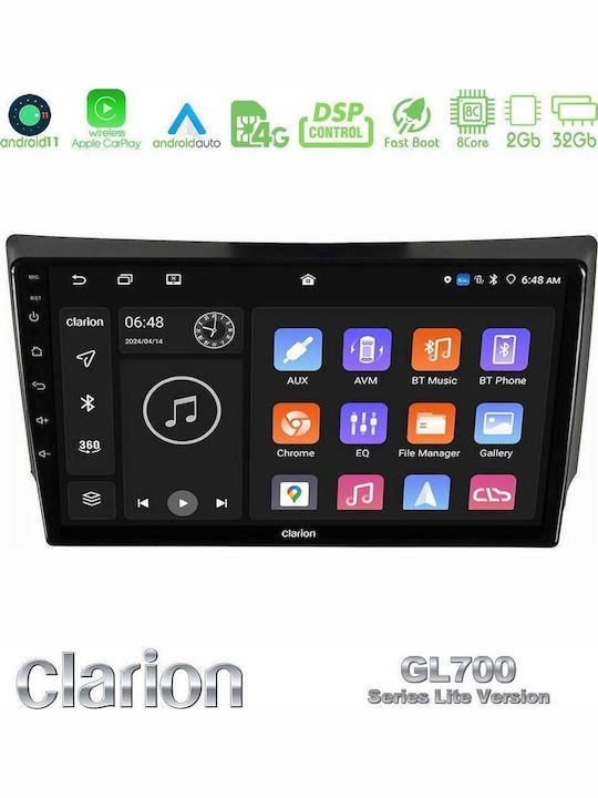 Clarion Car Audio System for SsangYong Rexton 2002-2006 Bluetooth USB WiFi GPS Apple CarPlay Android Auto with 9" Touch Screen