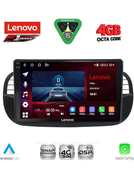 Lenovo Car Audio System for Fiat 500 2007-2015 Bluetooth USB WiFi GPS Apple CarPlay Android Auto with 9" Touch Screen