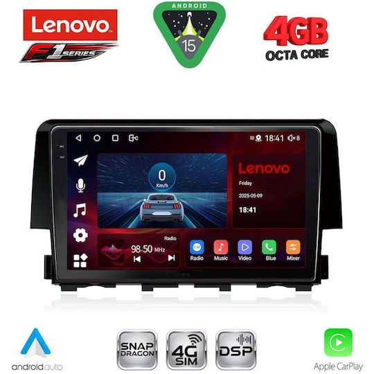 Lenovo Car Audio System for Honda Civic 2016-2021 Bluetooth USB WiFi GPS Apple CarPlay Android Auto with 9" Touch Screen