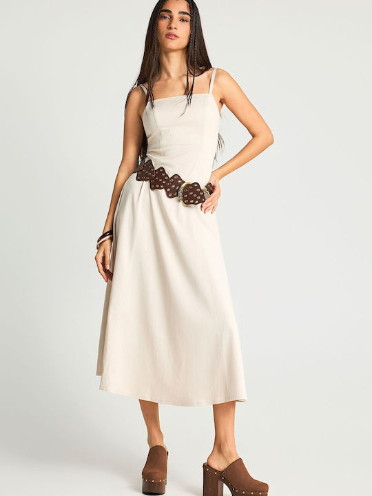 Funky Buddha Summer Midi Dress Beige