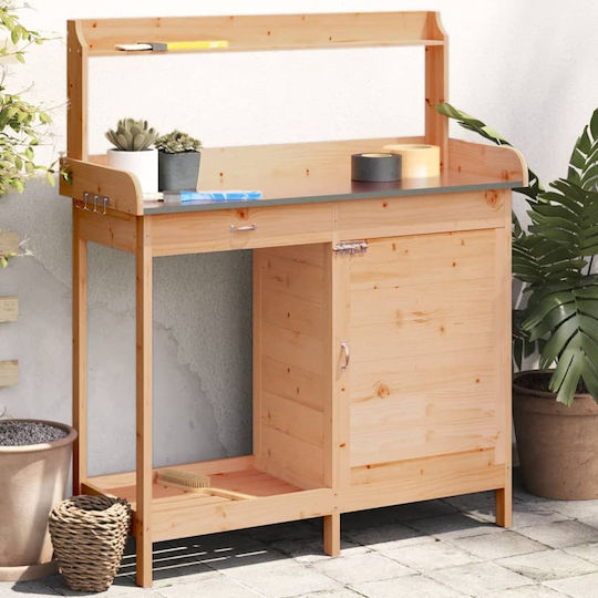 vidaXL Decorative Wooden Garden Workbench 110.5x45x124.5 cm 156344