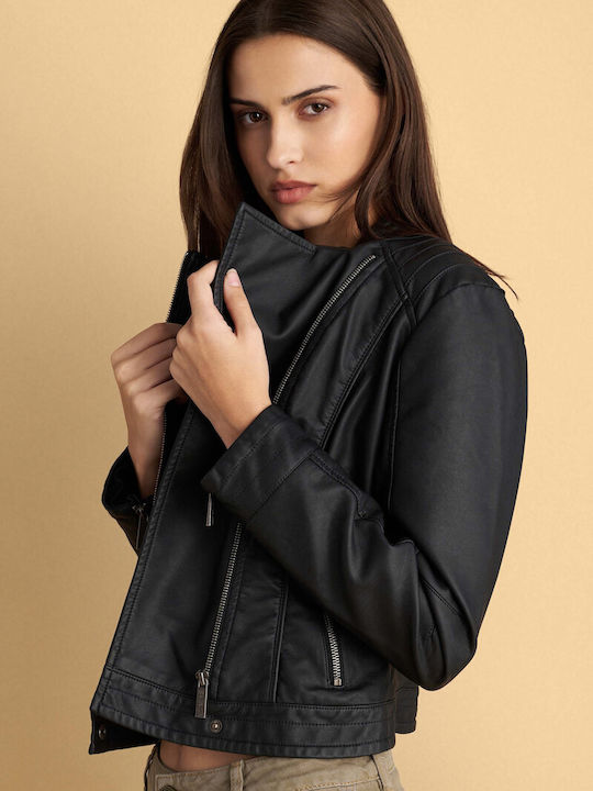 attrattivo Γυναικείο Biker Jacket Μαύρο