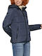 Μακρύ Γυναικείο Puffer Μπουφάν Μπλε Blue