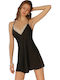 Chicret Essentials Damen Nachthemd Schwarz