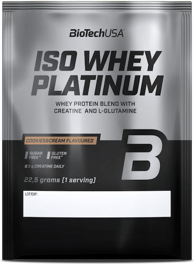 Biotech USA Iso Whey Platinum Whey Protein with Creatine Gluten Free with Cookies & Cream Flavor 22.5g