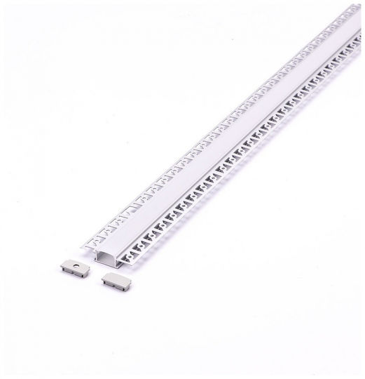 Walled LED Strip Aluminum Profile White Cover Drywall 200x6.1x1.4cm